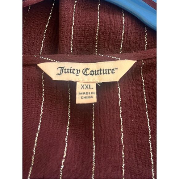 Juicy Couture Vintage Burgundy Wrap Top Metallic Long Bell Sleeve Plus Size Blou - Picture 6 of 7